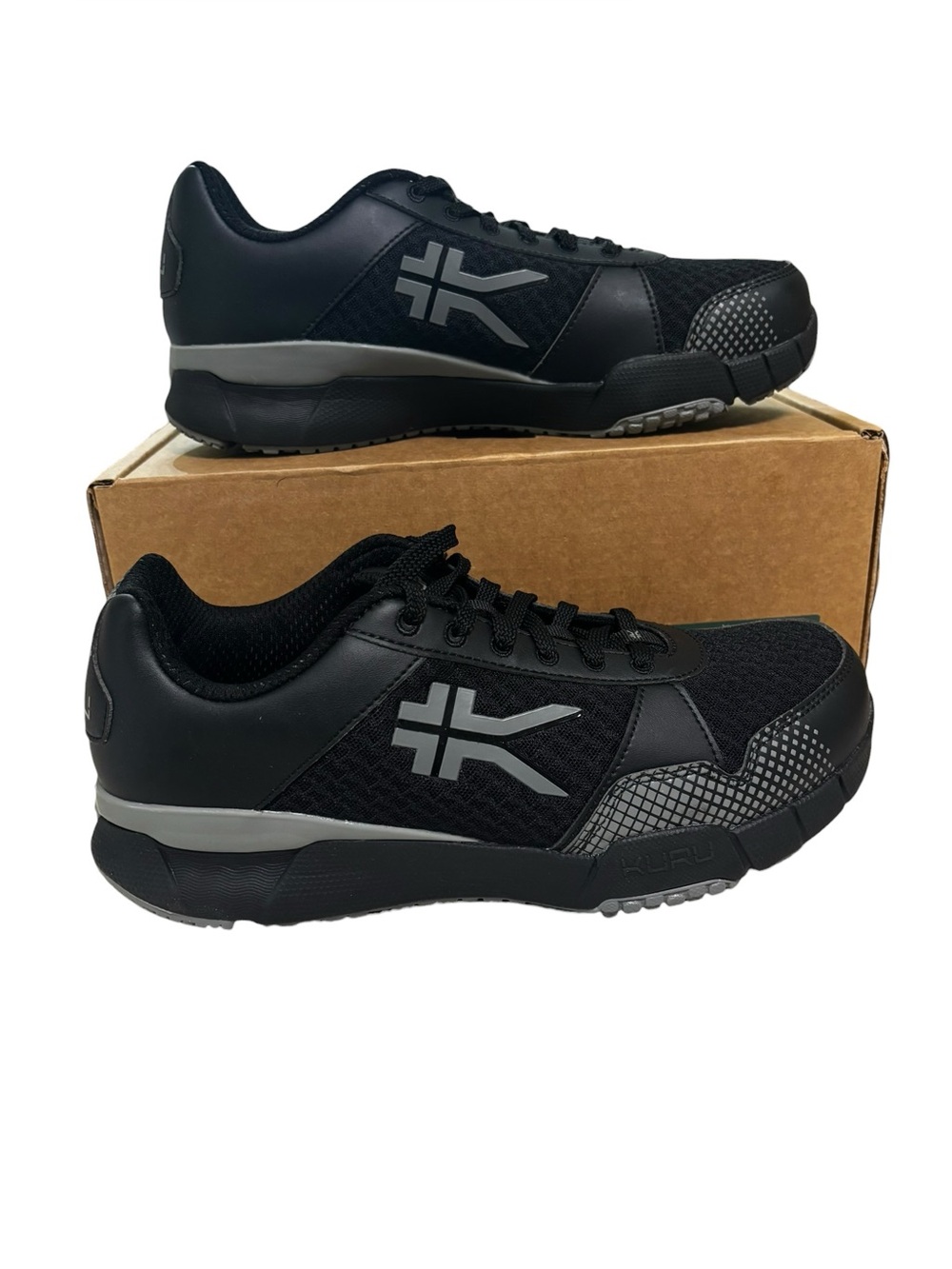 KURU Quantum Shoes Mens 8.5 Wide Black Charcoal Mesh Walking Sneakers Comfort